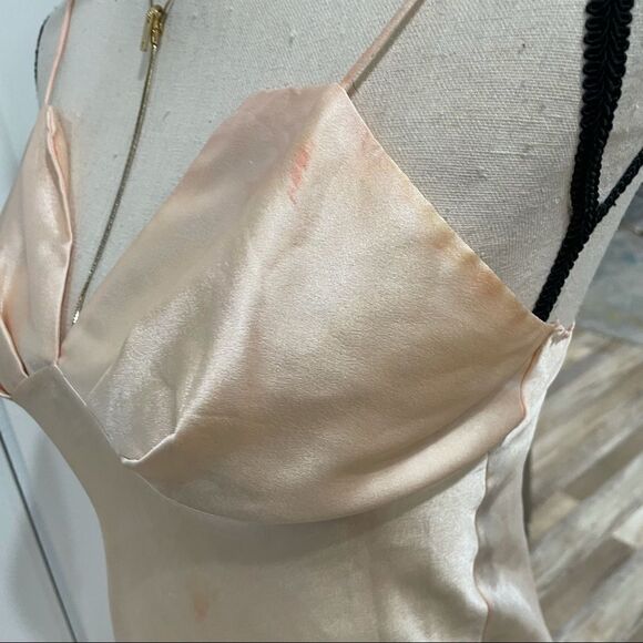 VINTAGE Peach Silk Lace Mini Slip Dress - Picture 8 of 10